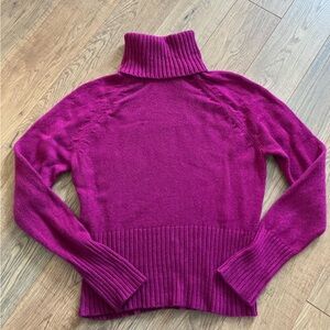 Ann Taylor 100% Cashmere Magenta XL Turtleneck Sweater